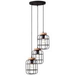 Brilliant Gwen Hanglamp Metaal Hout Zwart | 420mm - Geschikt voor 3x E27