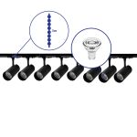 Bright Choice Complete Set 1-Fase Rail 3 Meter Zwart | incl. 8x Spot + GU10 2700K 3W Dimbaar + Eindkap, Voedingsconnector en I-Verbindingsstuk